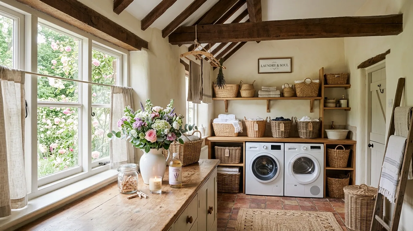 Finish with a room that feels useful and charming inspiration for a cottagecore laundry room.